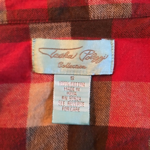 TASHA POLIZZI Red Plaid Flannel Shirt, SZ S - Picture 5 of 6